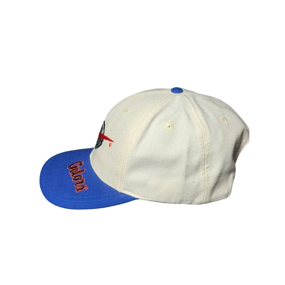 Vintage Nike Team Sports Florida Gators Snapback Hat Cream Blue 90s Football Cap